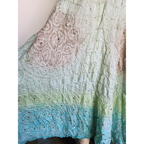 Vintage Silk Skirt Rainbow Colors - Indian Ombre Silk Maxi Skirt W/Sequins XS S - Picture 10 of 10